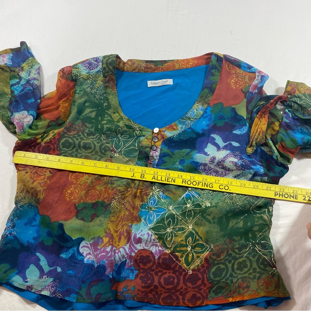 Coldwater Creek Silk Top Colorful Women's Top Lon… - image 2